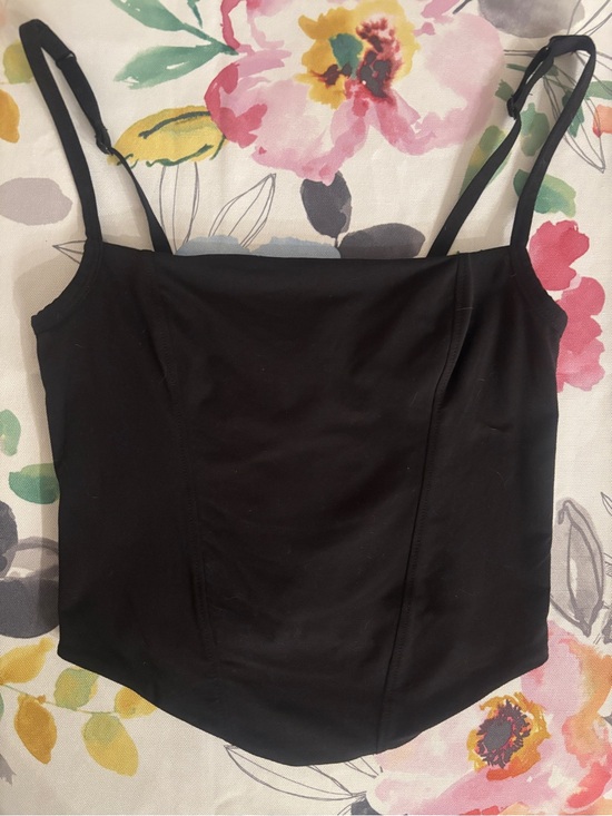 PINK Victoria's Secret Tops - Black Spaghetti Strap Corset Style Tank Top